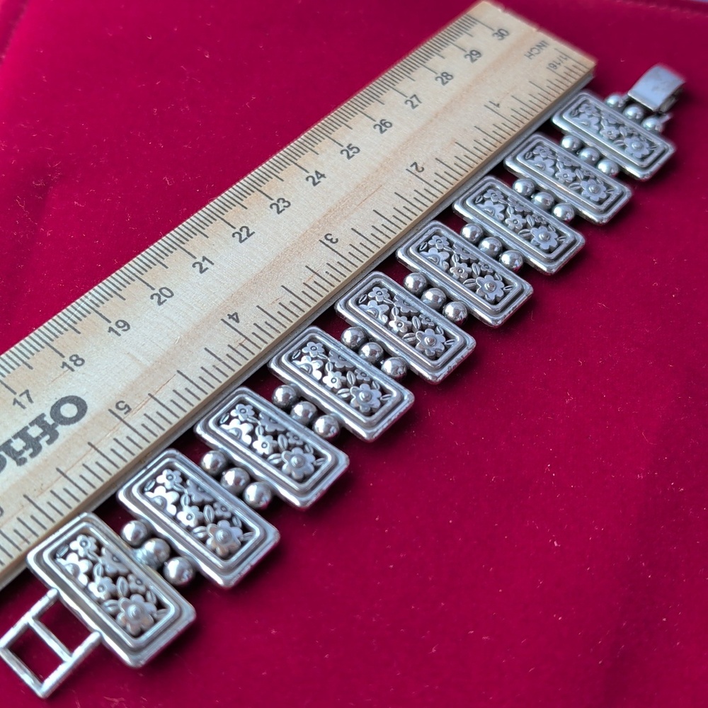 Brighton Silver Floral Rectangular Link Bracelet - image 6